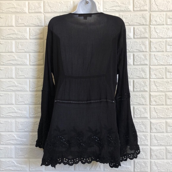 Boston Proper semi sheer gauze crochet detail top - Picture 8 of 11